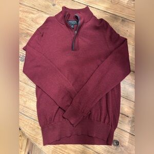 Banana Republic Merino Wool Quarter Zip Pullover Sweater Burgundy Mens Small